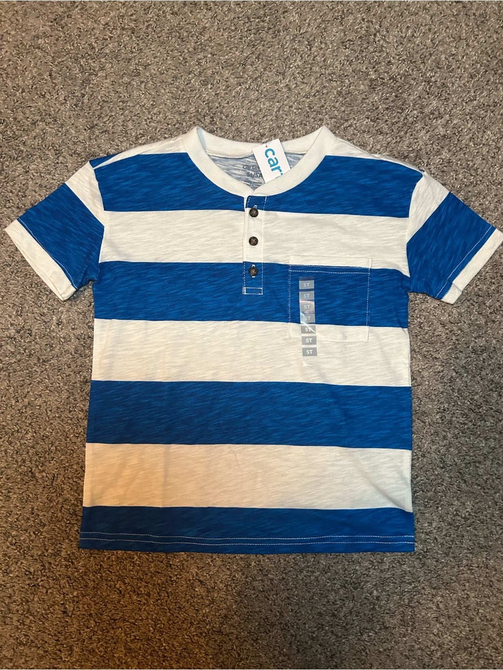 NWT Carter's Blue & White Stripe Henley Tee for Kids